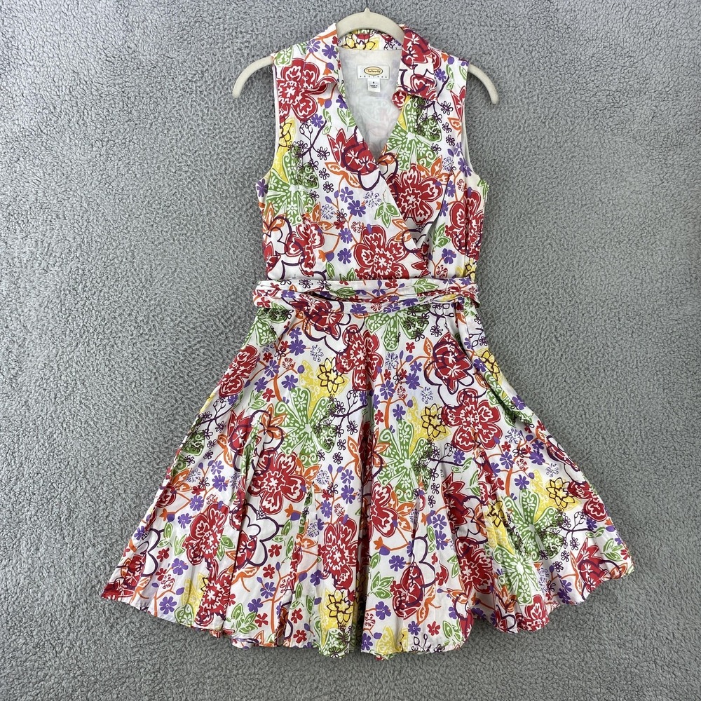 Talbots Dress Womens 6 Petite Floral Sleeveless Collared Belted Summer‎ Casual